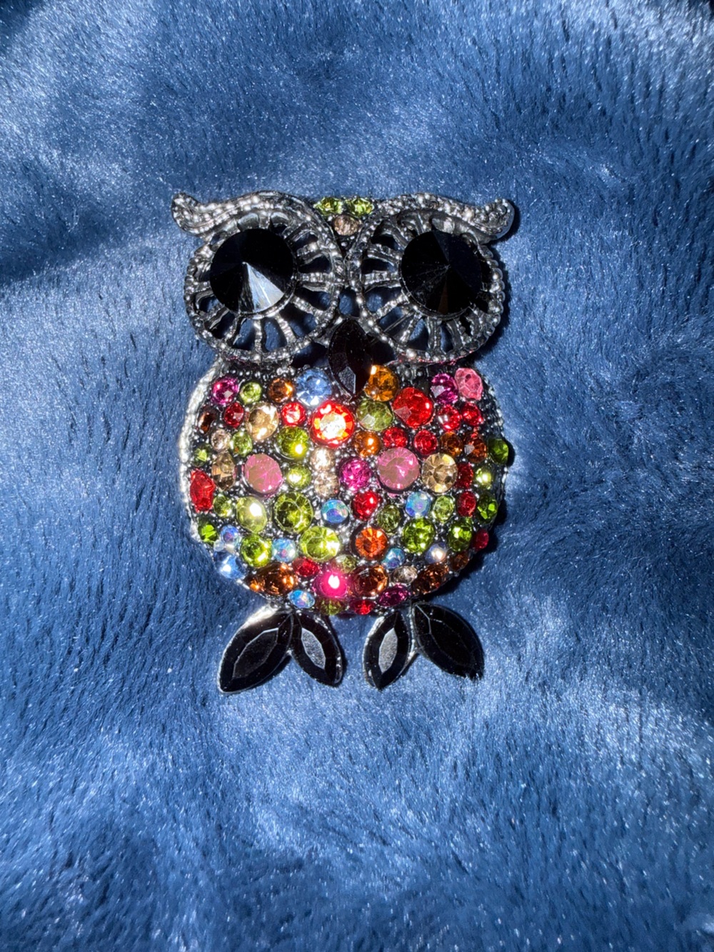 Owl Brooch Multicolor Crystal Rhinestones Pin #12